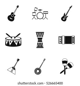 Device for music icons set. Simple illustration of 9 device for music vector icons for web