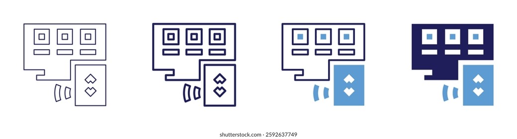Device noise icon in 4 different styles. Thin Line, Line, Bold Line, Duotone. Duotone style. Editable stroke.