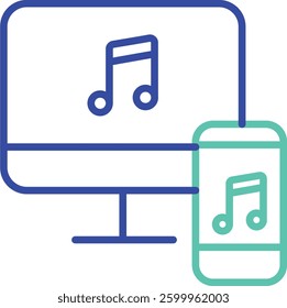 Device outline dual color vector illustration icon design