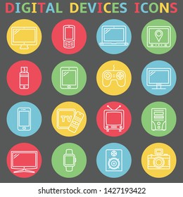 Device outline icons set vector