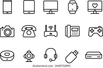 Device Outline or Line Icon Design Bundle