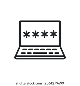 Device password thin line icons. Perfect pixel on transparent background