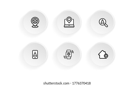 Device with pinpoint location icon set. Gps tracking, pin. Vector on isolated white background. EPS 10