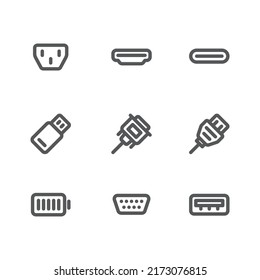 Diseño de icono de línea negra en puerto de dispositivo