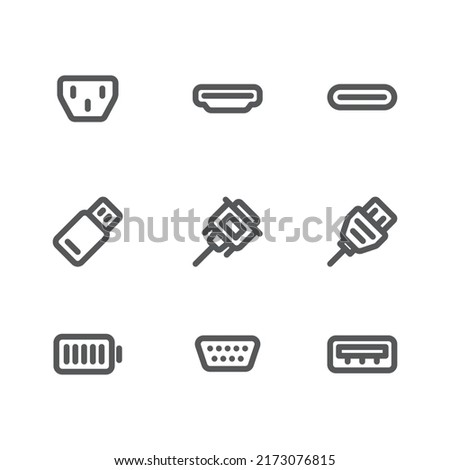 Device port black line icon design