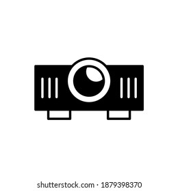 Device, presentation, projector icon symbol in solid black flat shape glyph icon, isolated on white background