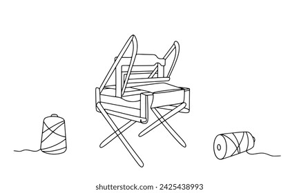 A device for the production of linens, carpets and other textile products. International Craft Day. Vector illustration. Images produced without the use of any form of AI software at any stage. 
