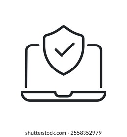 Device protection thin line icons. Perfect pixel on transparent background