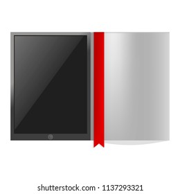 Device reading mockup. Realistic illustration of device reading vector mockup for web design isolated on white background