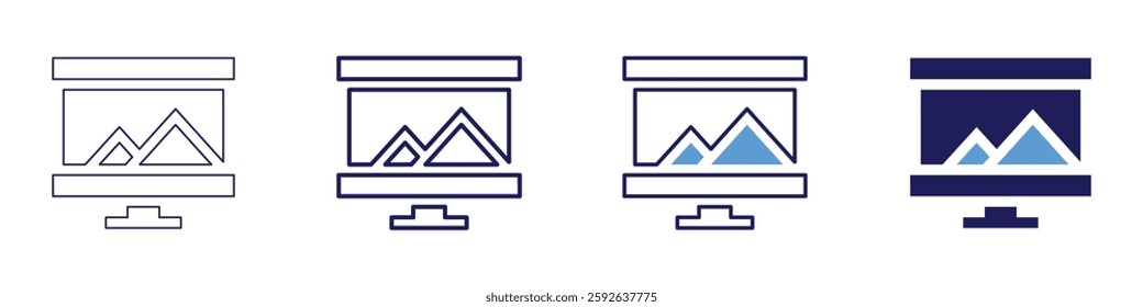 Device remote icon in 4 different styles. Thin Line, Line, Bold Line, Duotone. Duotone style. Editable stroke.