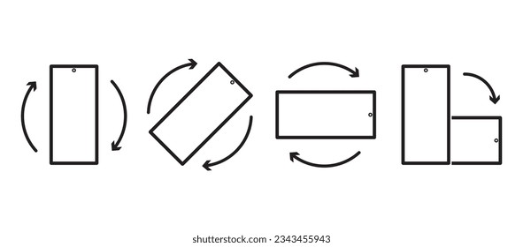 Device rotation vector, Rotate mobile phone icon. Tilt smartphone illustration symbol Sign device vector. Turn your device. Rotate smartphone, icon set vector illustration for web site or mobile app.