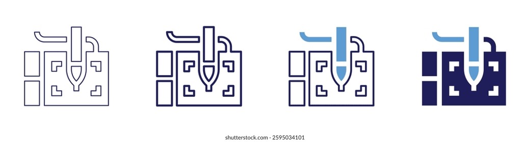 Device routing icon in 4 different styles. Thin Line, Line, Bold Line, Duotone. Duotone style. Editable stroke.