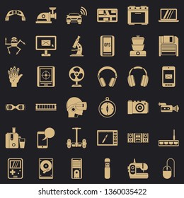 Device screen icons set. Simple style of 36 device screen vector icons for web for any design