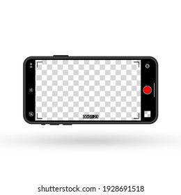 Device Screen Layout. Phone Mockup With Camera Turned On. Mock Up For Text Or Design. PNG.