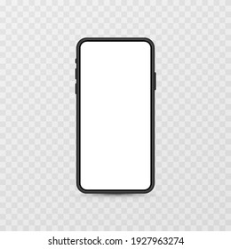 Device screen mockup. Phone mockup with blank screen. Blank screen for text or design. PNG.