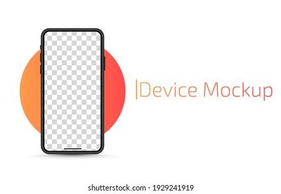 Device screen mockup. Phone mockup with blank screen. Mock up for text or design. PNG.