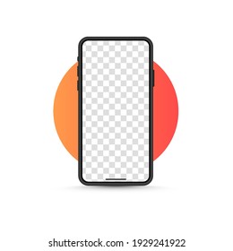 Device screen mockup. Phone mockup with blank screen. Mock up for text or design. PNG.