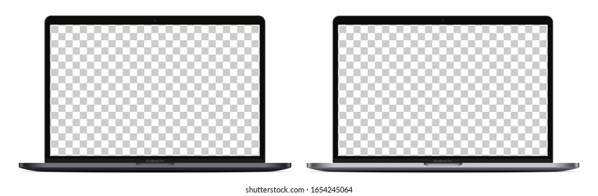 Device screen mockup. Realistic Open Laptop in two color with Blank Screen for you design. Vector EPS10