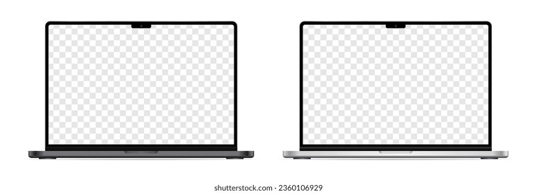 Device screen mockup. Realistic Open Laptop in two color with Blank Screen for you design. Vector illustration.