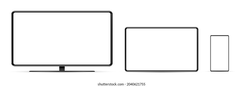 Parodia de la pantalla del dispositivo. Smartphone, tablet y monitor monoblock, con pantalla en blanco para su diseño. Papúa Nueva Guinea. 