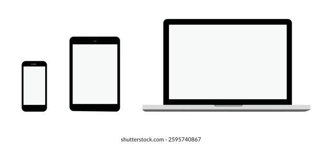 Device screen mockup. Smartphone, tablet, laptop and Monoblock monitor.	