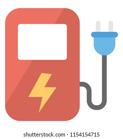 
A device with screen and thunder sign attached to a plug, showcasing electric supply concept 
