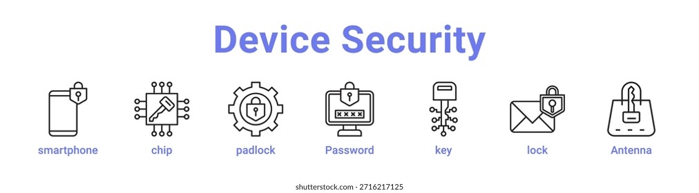 -Device Security icon banner and collection blue color