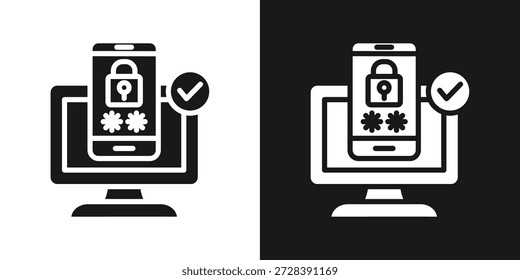 Icono De Seguridad Del Dispositivo En Estilo Glifo Blanco Y Negro