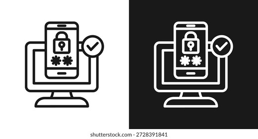 Icono De Seguridad Del Dispositivo En Estilo De Línea En Blanco Y Negro