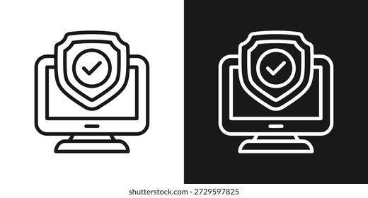 Icono De Seguridad Del Dispositivo En Estilo De Línea En Blanco Y Negro