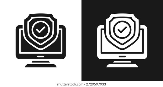 Icono De Seguridad Del Dispositivo En Estilo Glifo Blanco Y Negro