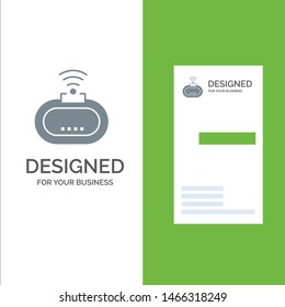 Device, Security, Wifi, Signal Grey Logo Design and Business Card Template. Vector Icon Template background