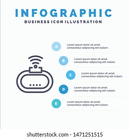 Device, Security, Wifi, Signal Line icon with 5 steps presentation infographics Background. Vector Icon Template background