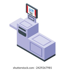 Device self service icon isometric vector. Panel device. Self scan product