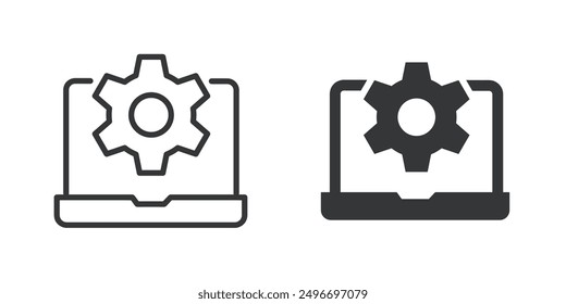 Device service update thin line and glyph solid icons
