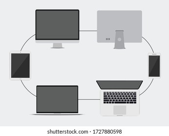  Device set monitor laptop, tablet and phone template