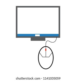 Device Set of Realistic Computer Monitor and Mouse