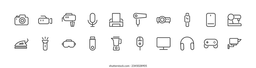 device set vector line icons. Thin line design elements. Collection of editable stroke icons