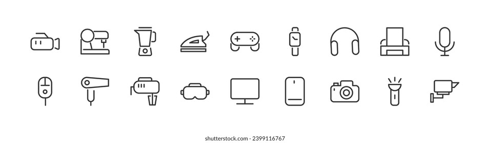 device set vector line icons. Thin line design elements. Collection of editable stroke icons