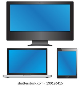 Device Sets of Laptop, Computer and Tablet Vector Illustration, EPS 10.