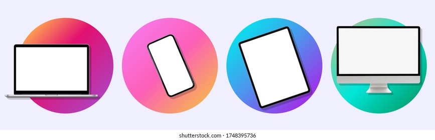 Device Simple Trendy Set on Gradient Background