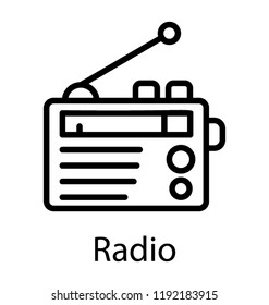 A device with small antenna, buttons and speakers to listen through radio waves called radio 