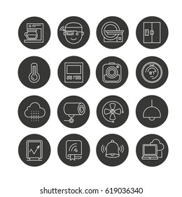 device for smart technology concept icon set in circle buttons