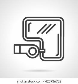 Device to sound signal. Sport whistle referee. Accessory for training, competition. Simple line vector icon