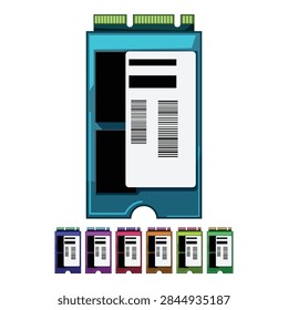 device ssd storage cartoon. drive disk, equipment device ssd storage sign colorful illustration