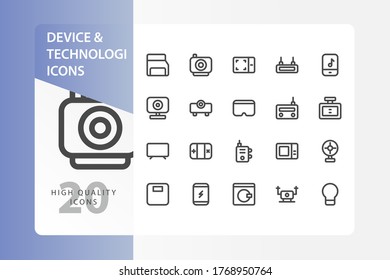 Device and Technologi icon pack isolated on white background. for your web site design, logo, app, UI. Vector graphics illustration and editable stroke. EPS 10.