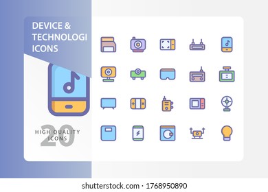 Device and Technologi icon pack isolated on white background. for your web site design, logo, app, UI. Vector graphics illustration and editable stroke. EPS 10.