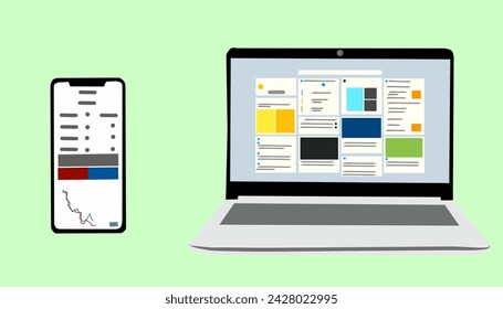 Tecnología de dispositivos para el diseño de publicidad de oficina de presentación de fondo banner y elemento