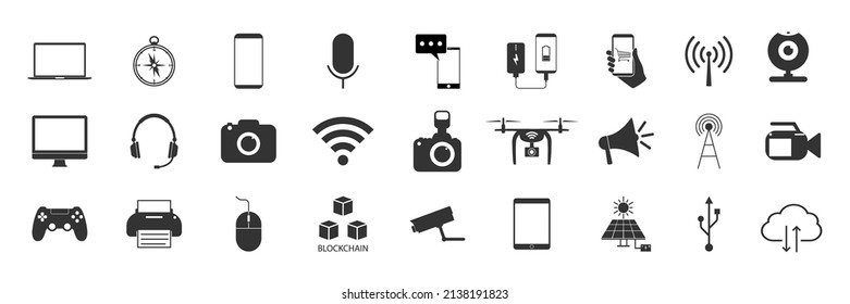 Device and technology icon set. Vector illustration.