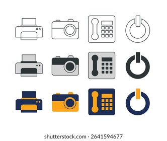 Device Telephone and Camera Icons (3 styles - colored, outline, solid)